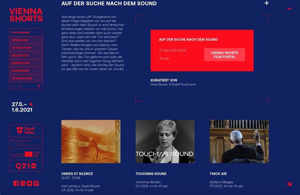 Screening of „Touching Sound“ at Vienna&nbsp;Shorts
